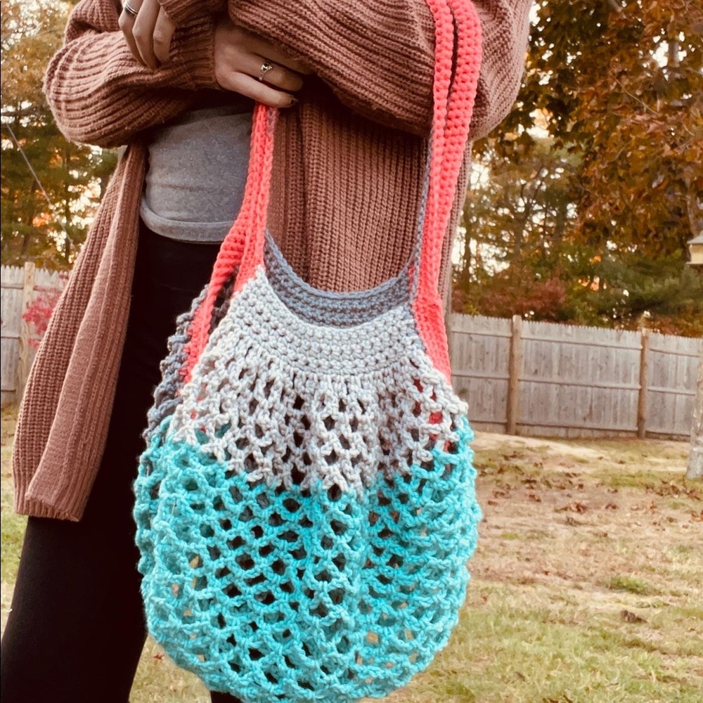 Handmade crocheted market bag